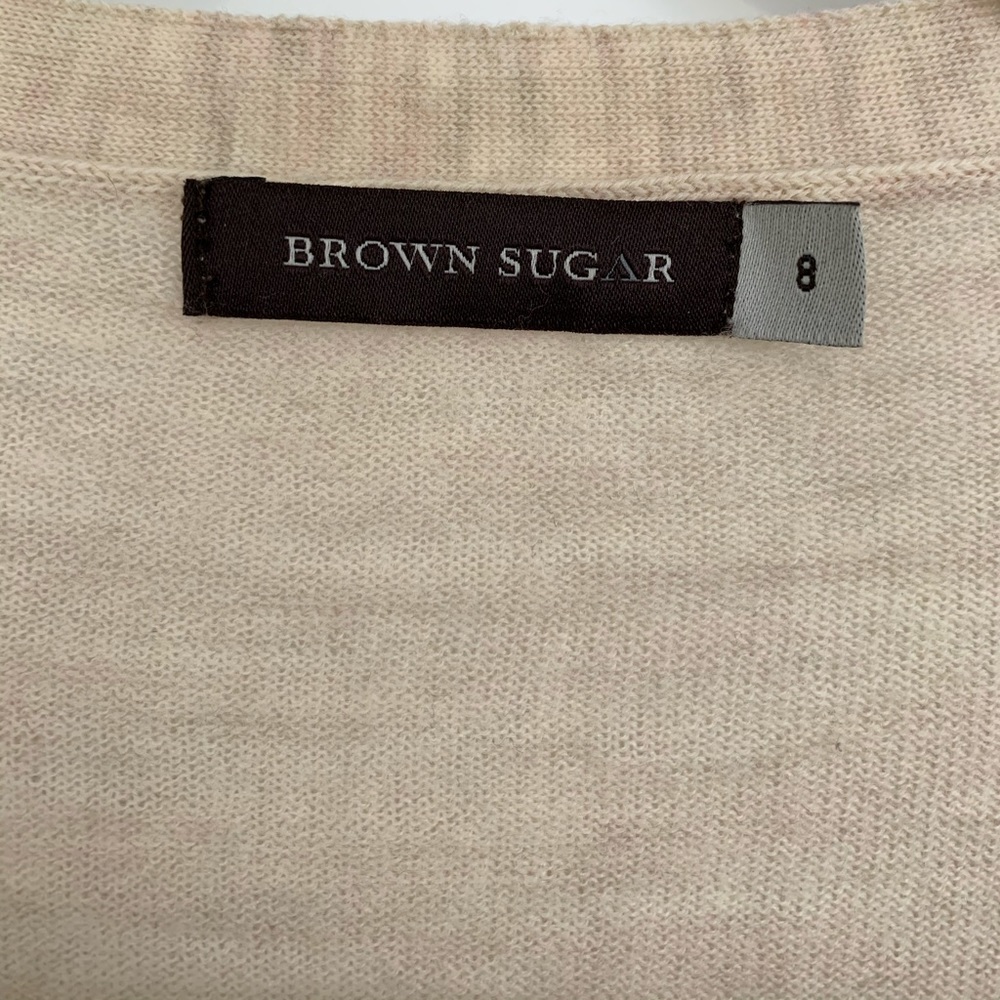 Light beige/cream 100% wool fine knit long cardi - Picture 2 of 3